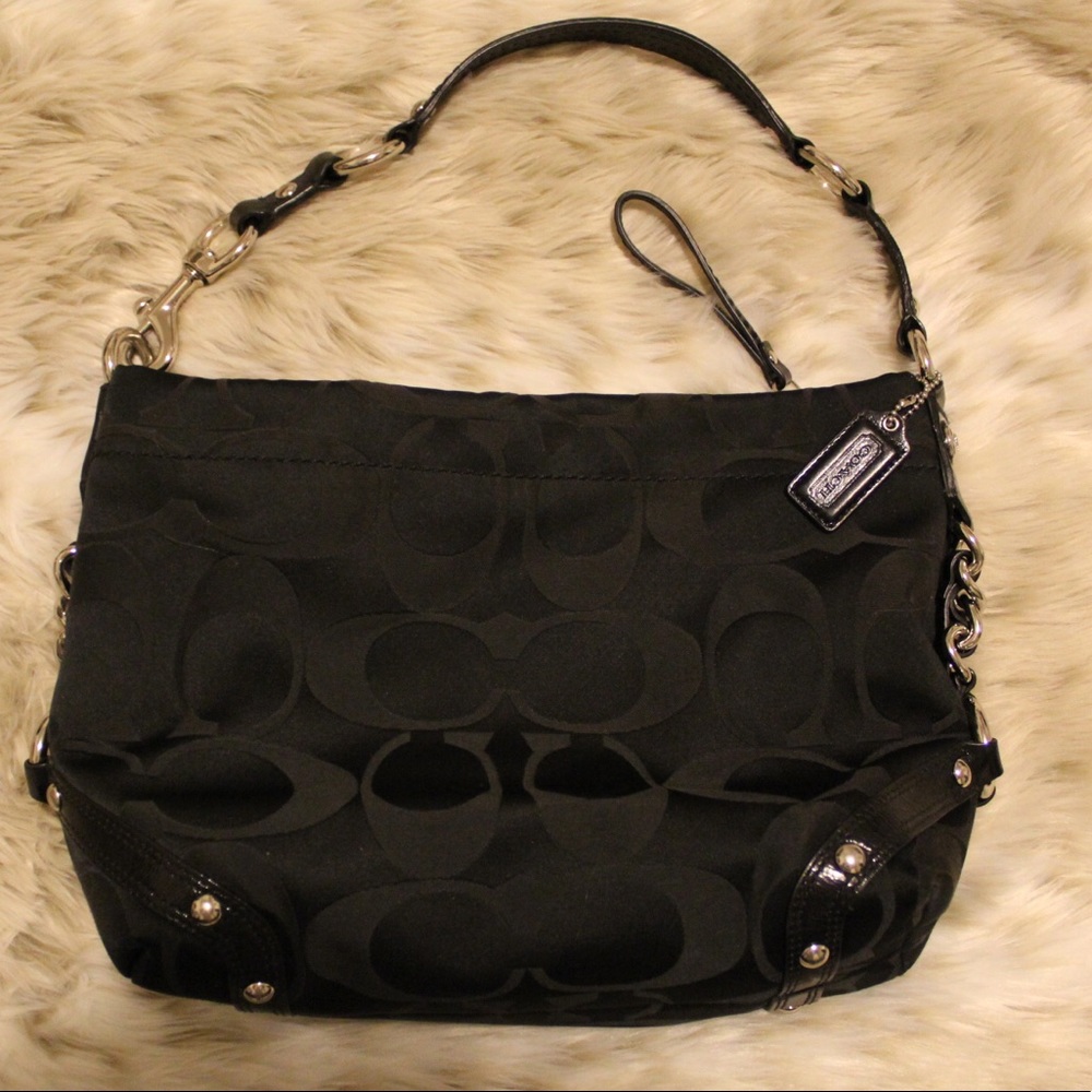 Authentic Coach black fabric shoulder bag tote